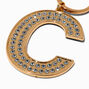 Gold-tone Bedazzled Initial Keychain - C,