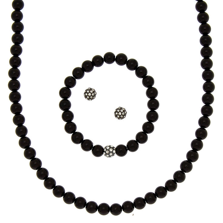 Pearl Jewellery Set - Black, 3 Pack,