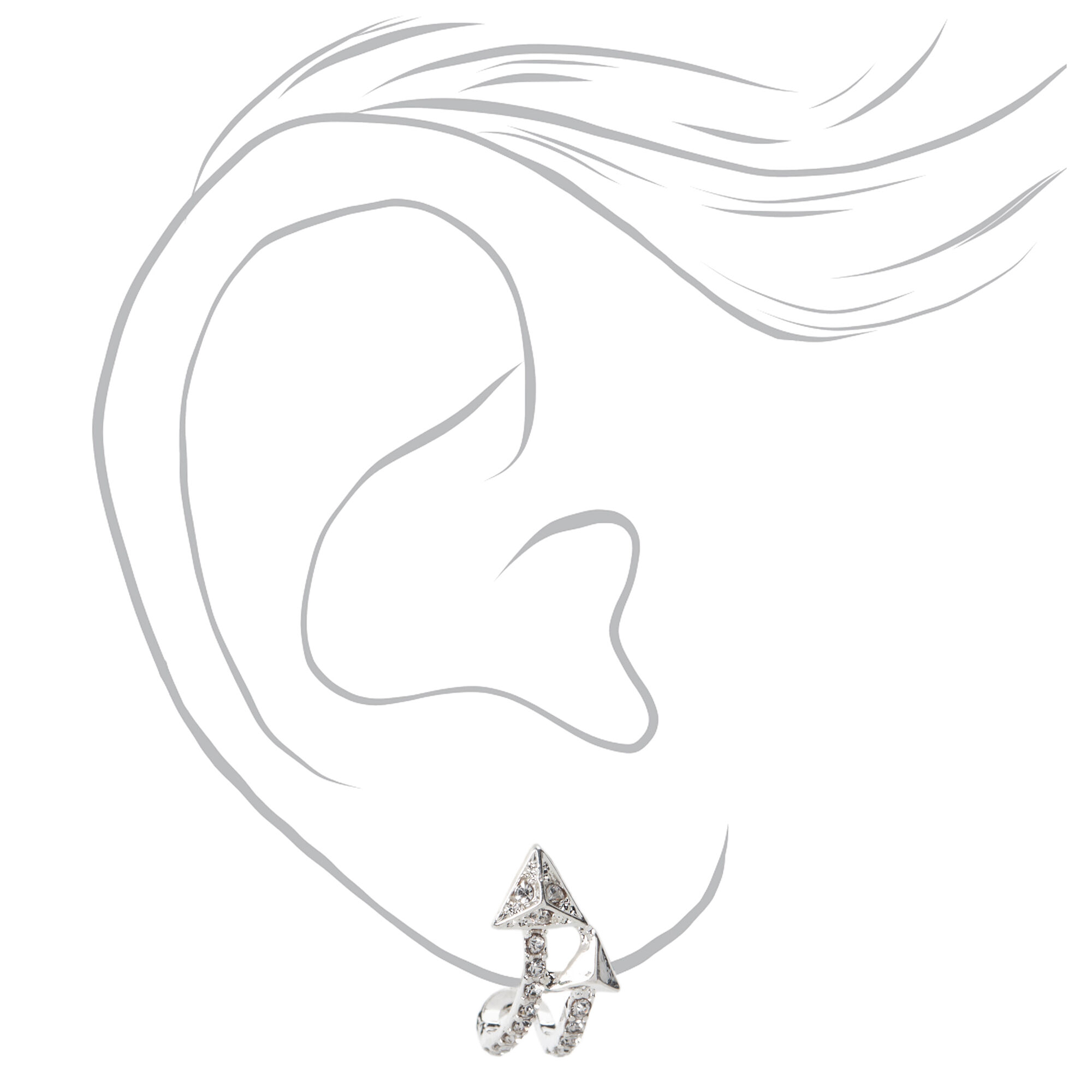 Silver Double Arrow Stud Earrings,