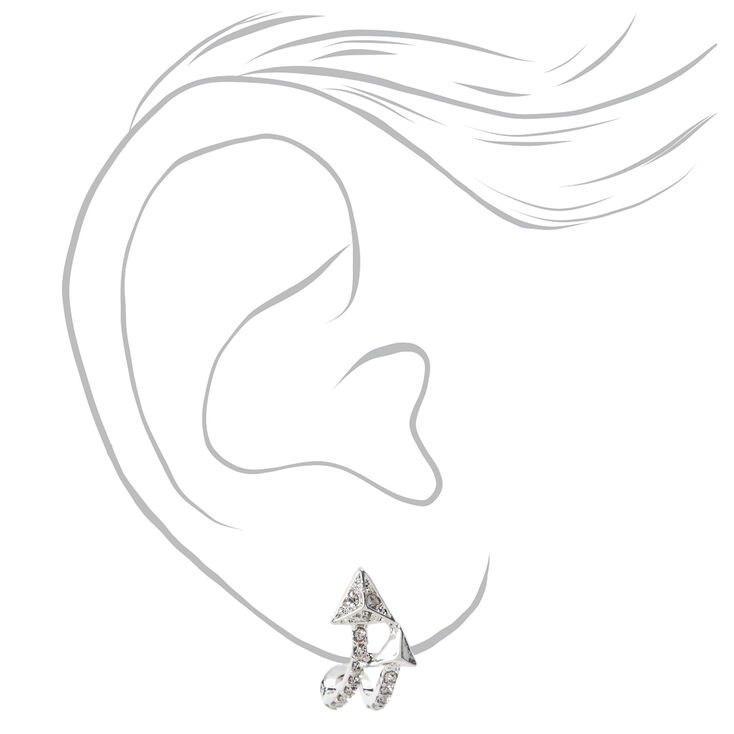 Silver Double Arrow Stud Earrings,