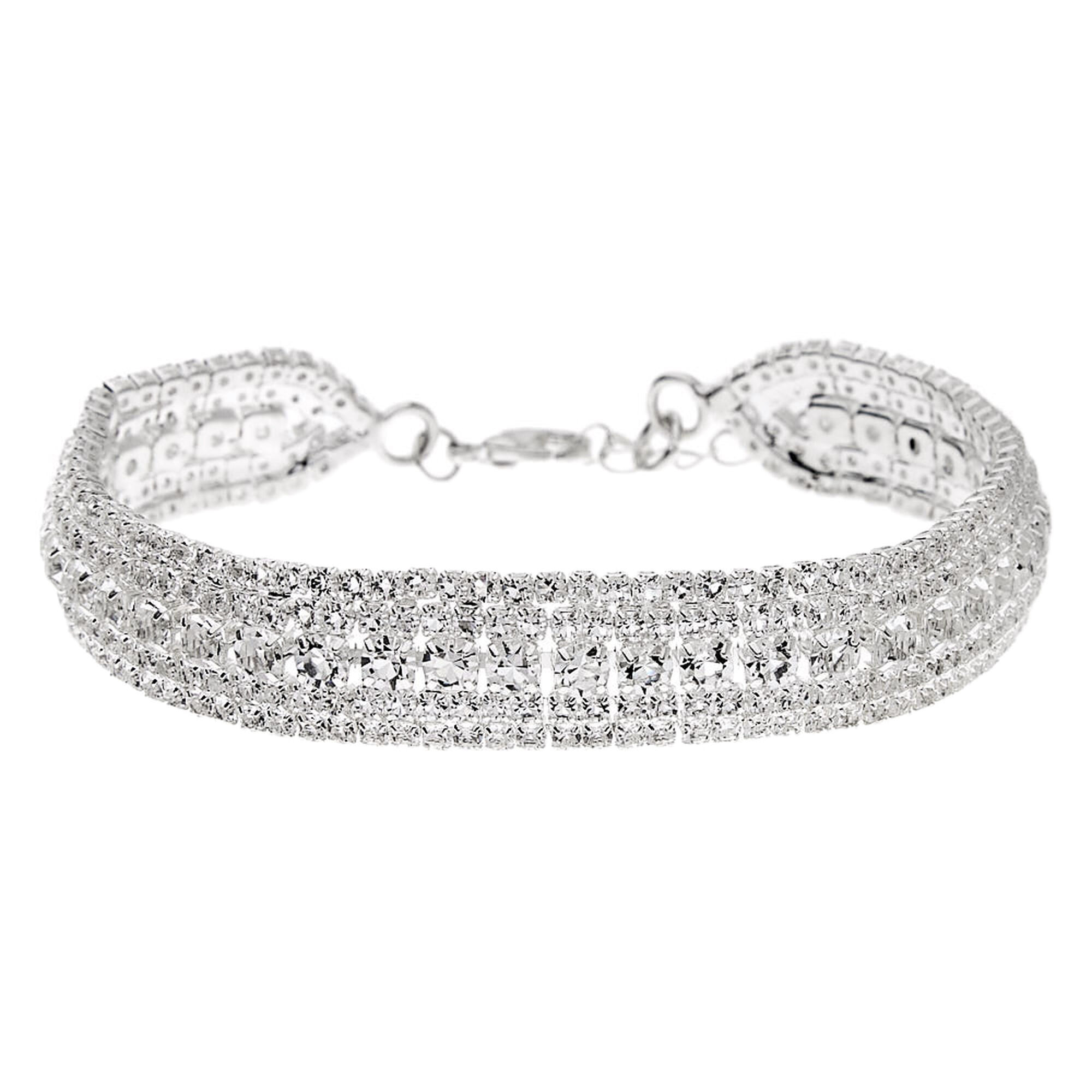 Silver Rhinestone Royal Chain Bracelet,
