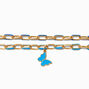 Blue Butterfly Colored Link Chain Bracelets - 2 Pack,
