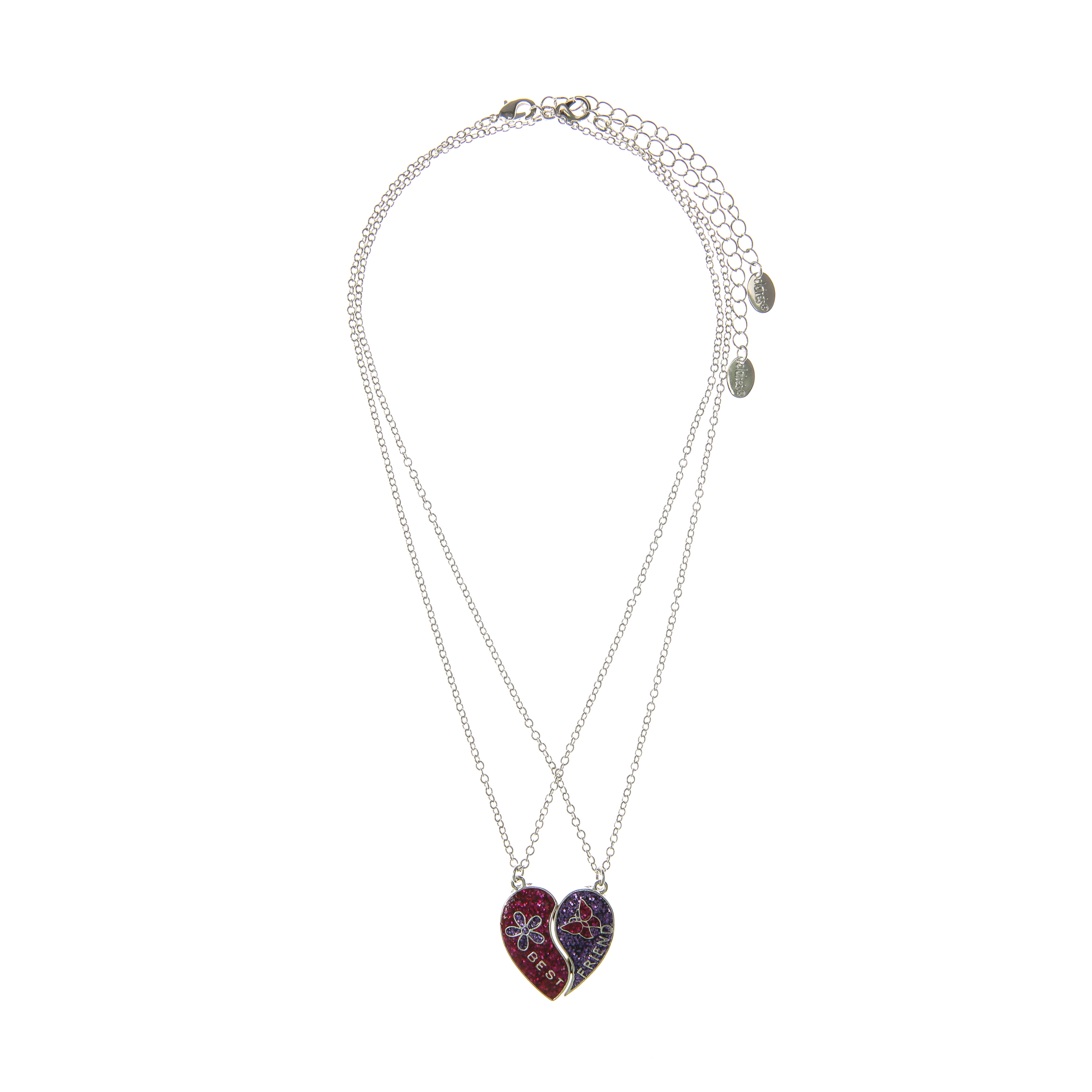 2 Pack Magnetic Flower Heart Best Friends Necklaces,