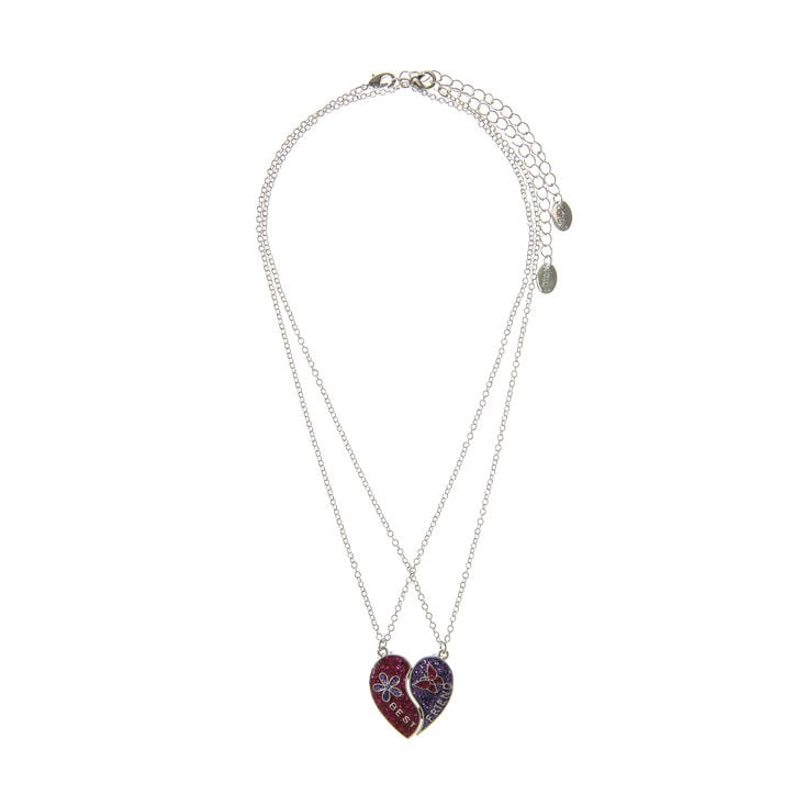 Lot de 2&nbsp;colliers d&#39;amiti&eacute; avec c&oelig;ur floral aimant&eacute;,