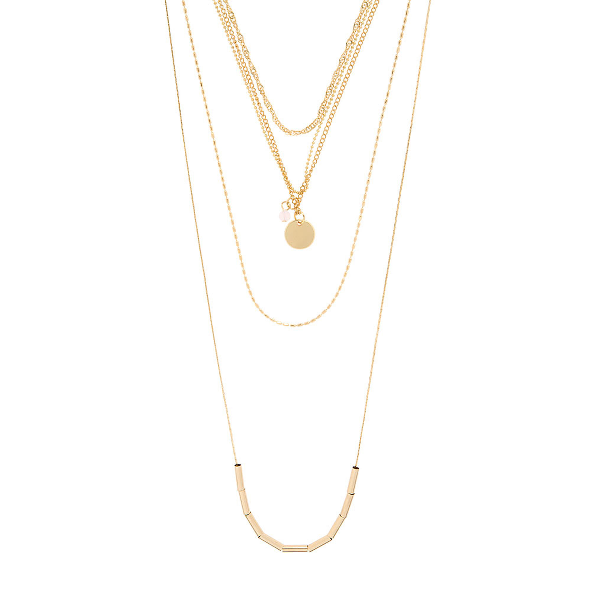 Gold Textured Multi Strand Necklace | Claire's US