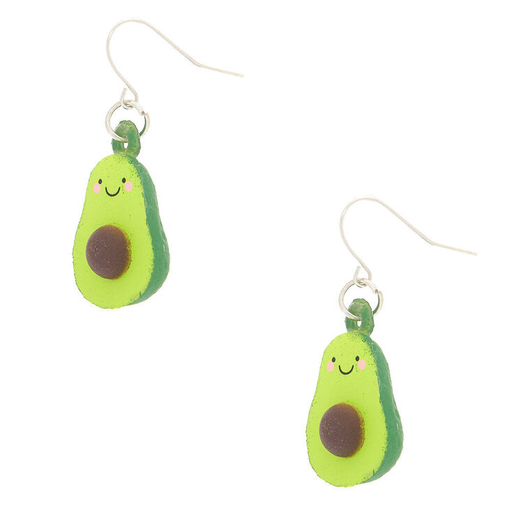 Silver 1&quot; Squish Avocado Drop Earrings - Green,