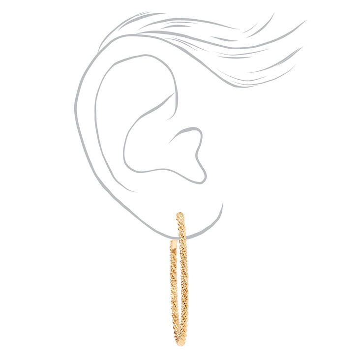 Gold 40MM Laser Cut Twisted Hoop Earrings,