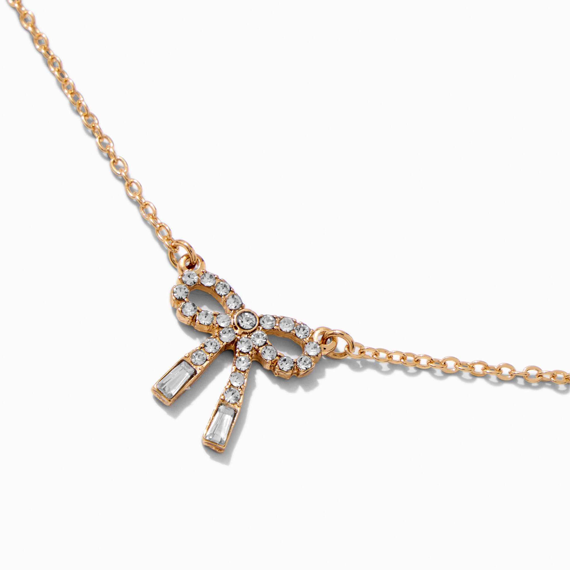 Gold-tone Bow Pendant Necklace,