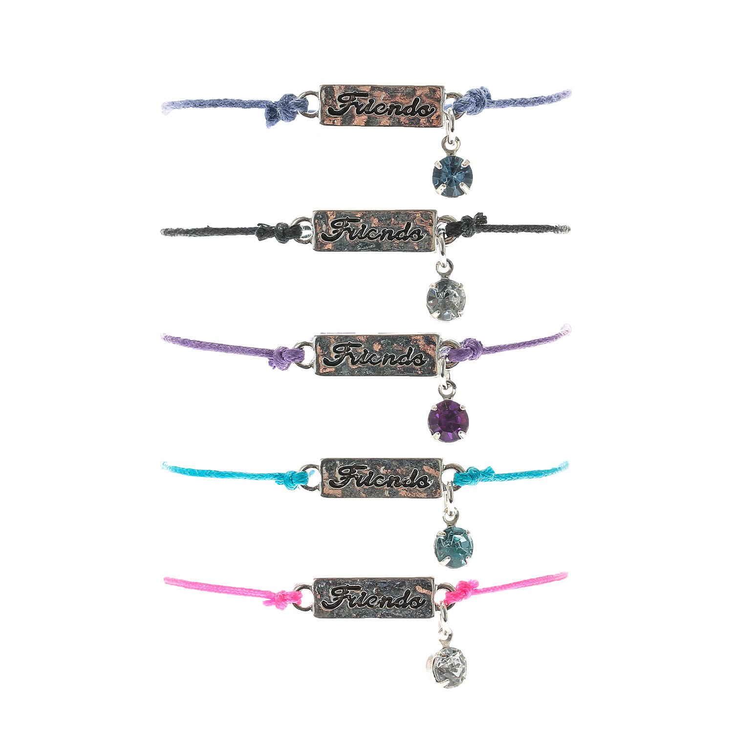 Jewel Tone Adjustable Friendship Bracelets 5 Pack