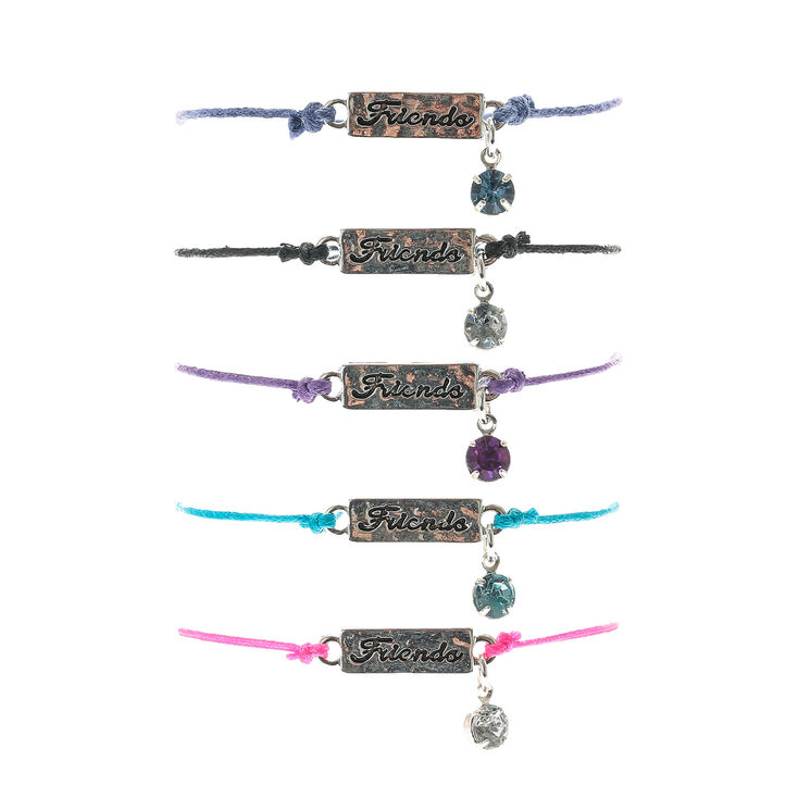 Jewel Tone Adjustable Friendship Bracelets - 5 Pack,