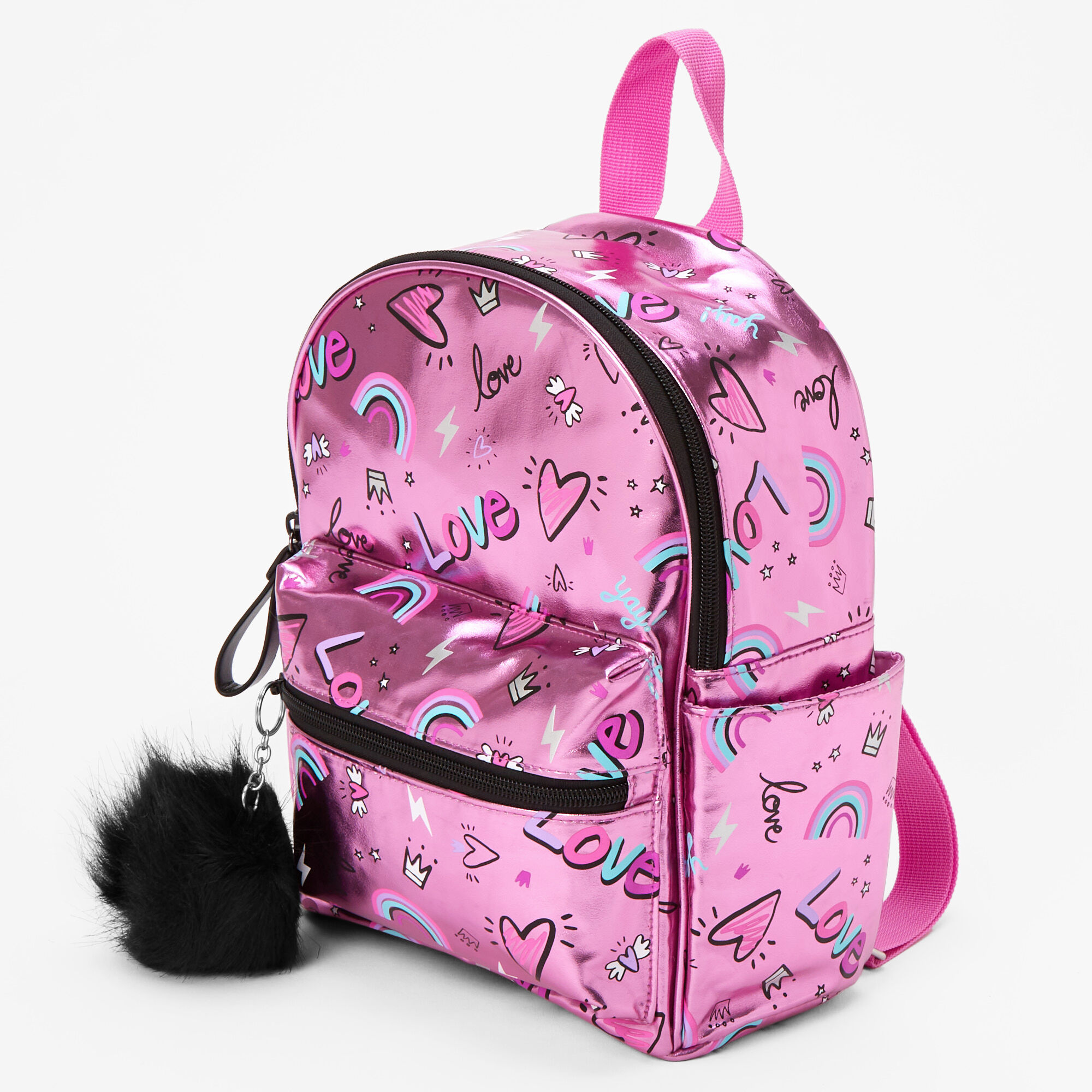 Pink Love Holographic Mini Backpack