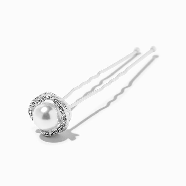 White Pearl Halo Hair Pins - 6 Pack,