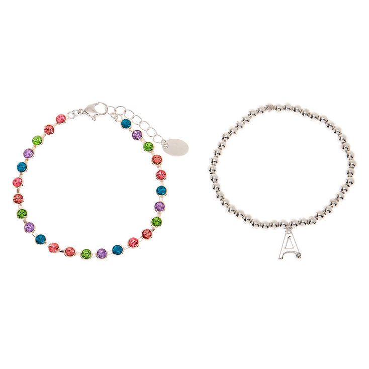 Silver Rainbow Initial Jewellery Gift Set - Z, 4 Pack,