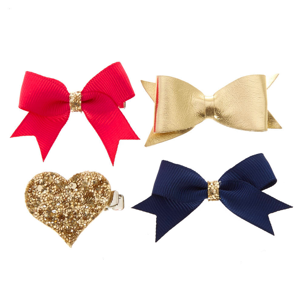 Kids 4 Pack Pink, Gold & Blue Hair Clips,