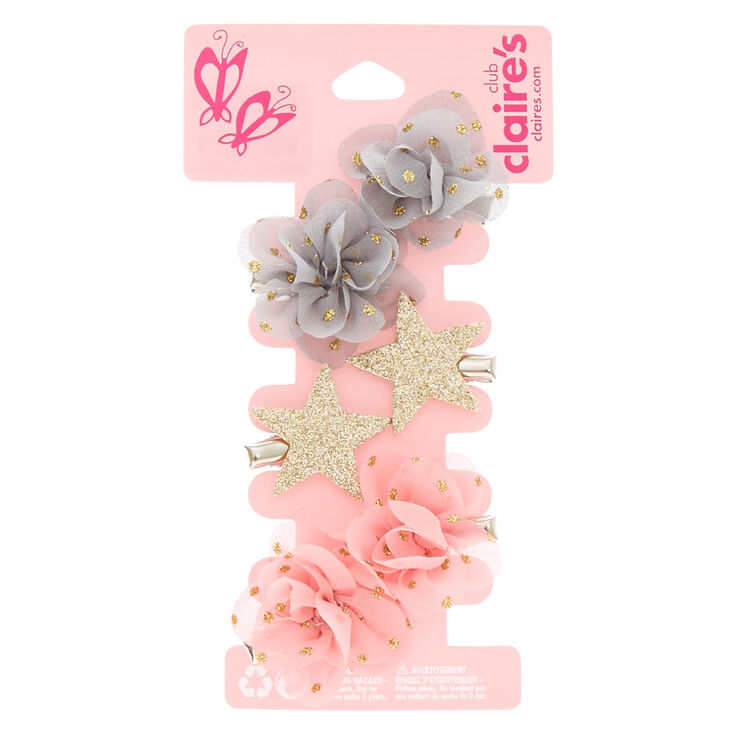 Claire&#39;s Club Chiffon Flower Hair Clips - 6 Pack,