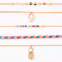 Gold Tropical Rainbow Choker Necklaces - 5 Pack,