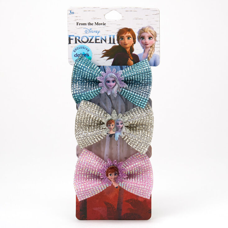 Claire's Barrettes à nœud pailletées La Reine des Neiges 2 ©Disney - Lot de 3