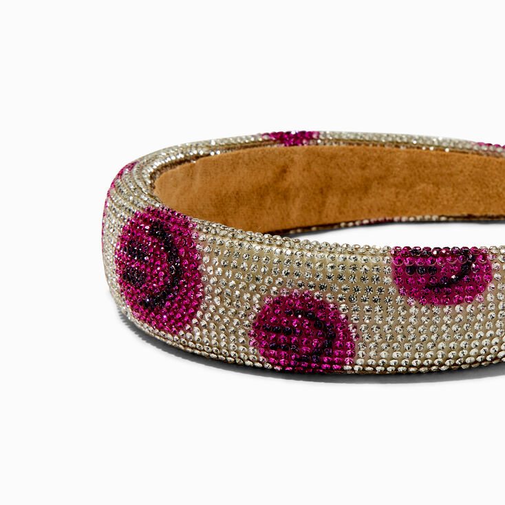 Pink Happy Face Crystal Embellished Headband,