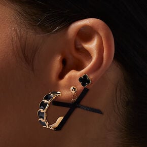 Black Onyx Bow Earring Stackables Set - 3 Pack,