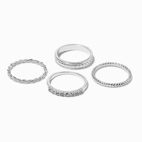 Silver-tone Woven Ring Stack - 4 Pack,