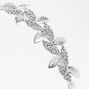 Silver Sleek Rhinestone Pave Leaf Headband,