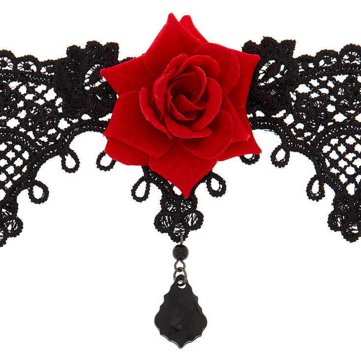 Lace Floral Choker Necklace - Black | Claire's US