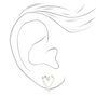 Silver Open Heart Clip On Stud Earrings,
