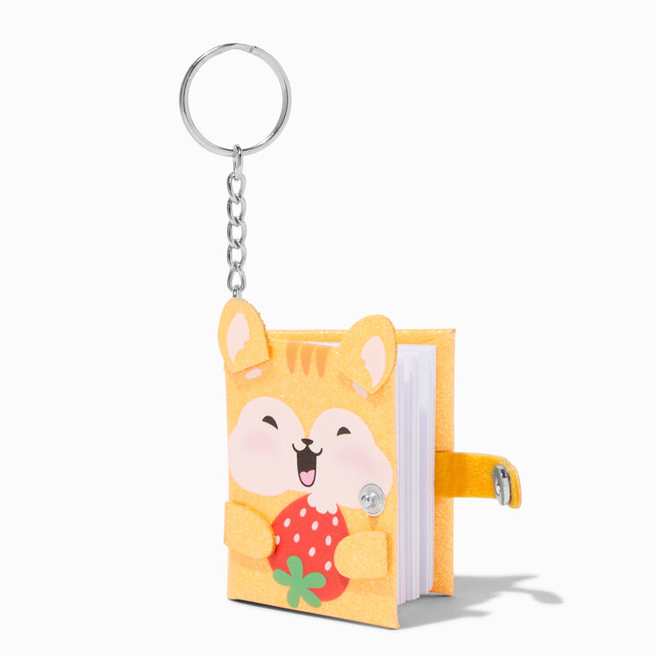 Strawberry Hamster Glitter Mini Diary Keychain,