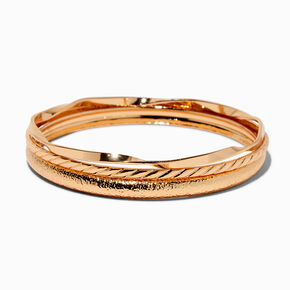 Bracelets fins bangle textur&eacute;s aux designs vari&eacute;s couleur dor&eacute;e - Lot de 3,