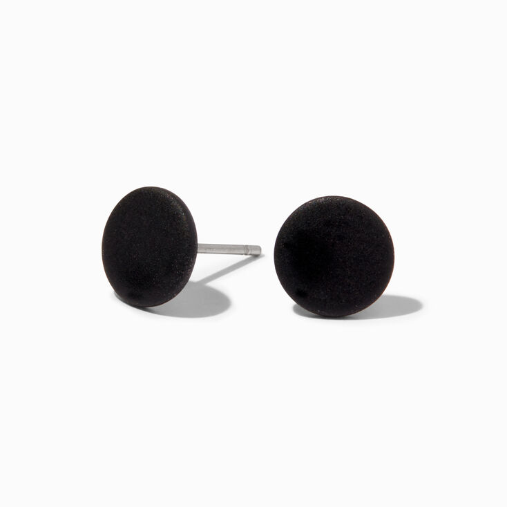 Black Button Stud Earrings,