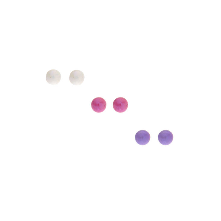 6 Pack Pink, Purple, &amp; White Earring Set,