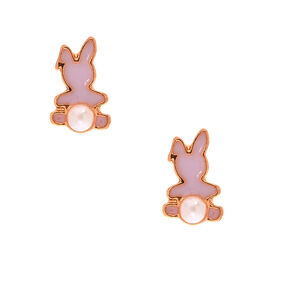 18kt Gold Plated Pink Pearl Bunny Earrings,