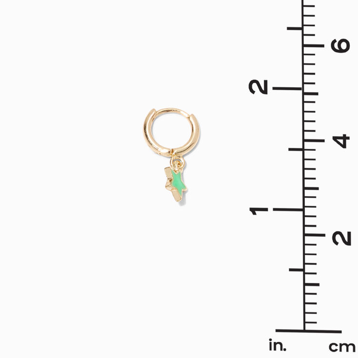 Green Glow in the Dark Star 16G Gold Cartilage Hoop Earring,