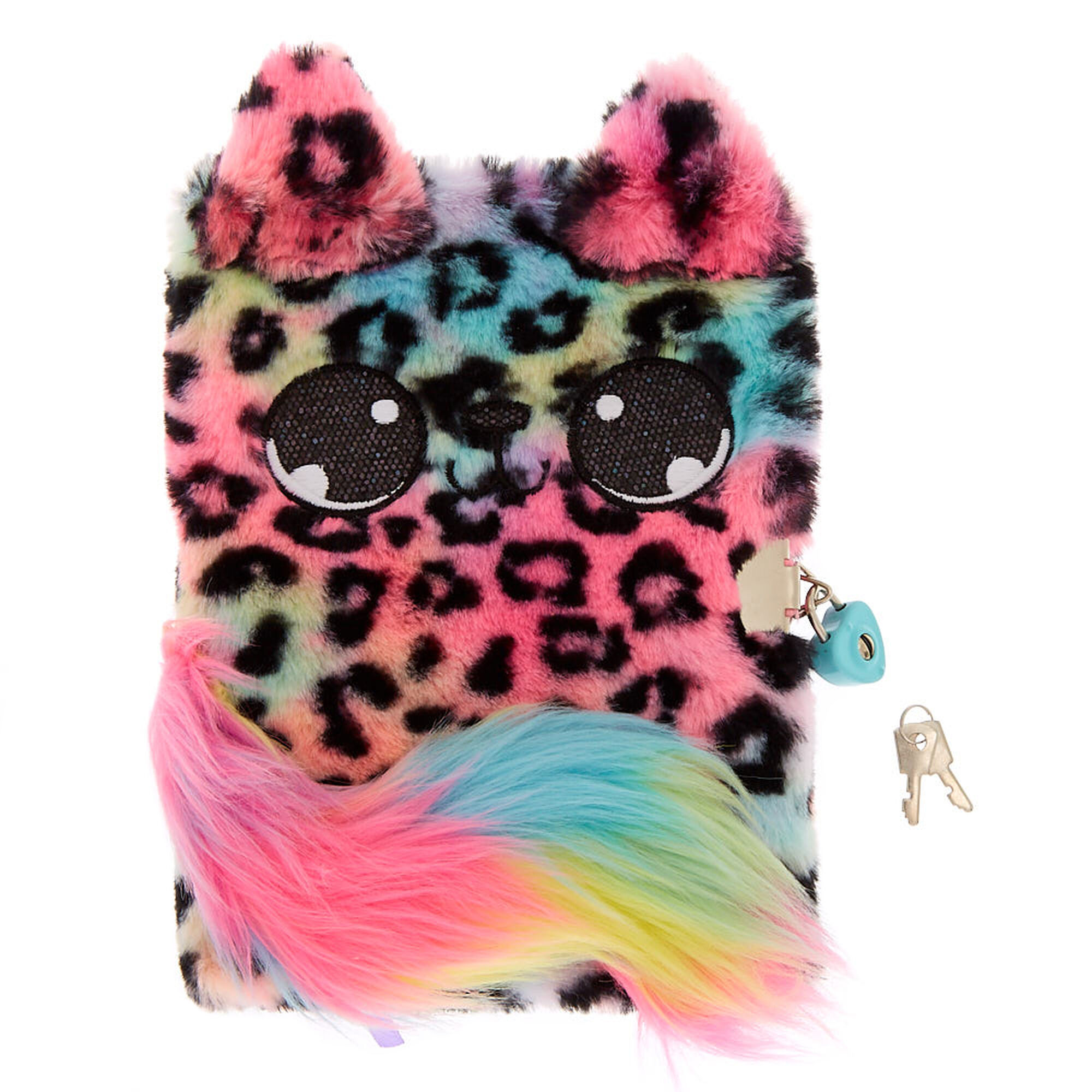 Lulu The Rainbow Leopard Plush Lock Diary Pink Claire S
