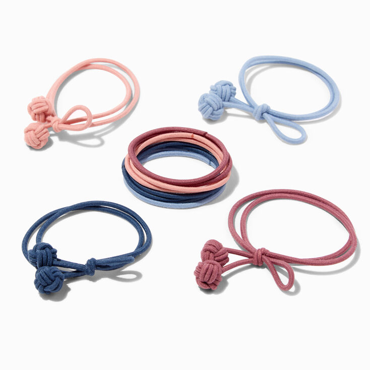 Mixed Blues And Pinks Knotted Ball Hair Ties - 12 Pack,