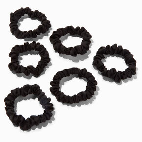 Black Skinny Silky Hair Scrunchies - 6 Pack,