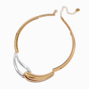 Mixed Metal Teardrop Collar Necklace,