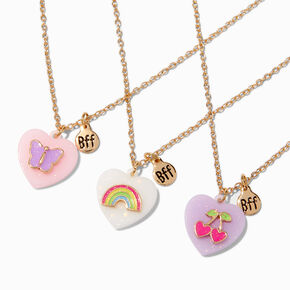 Best Friends UV Color-Changing Heart Pendant Necklaces - 3 Pack,