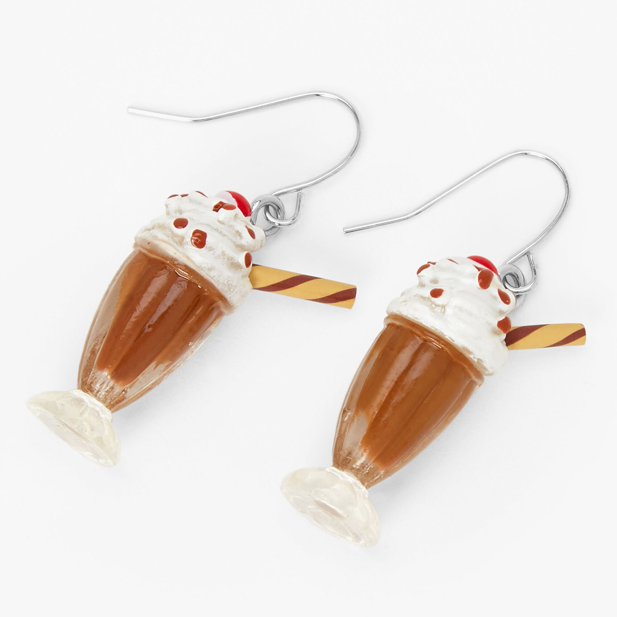 View Claires Tone 1 Chocolate Shake Drop Earrings Silver information