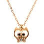Gold Iridescent Stone Owl Pendant Necklace,