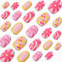 Cherry &amp; Daisy Swirl Stiletto Press On Vegan Faux Nail Set - 24 Pack,