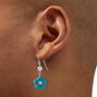 &#39;90s Blue Beaded Flower Earring Stackables Set - 6 Pack ,