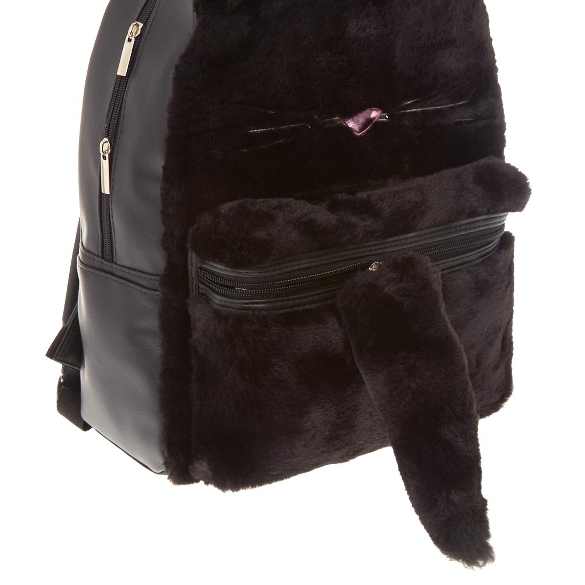 Furry Black Cat Backpack | Claire's US