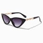 Chunky Black Cat Eye &amp; Gold Chain Link Sunglasses,