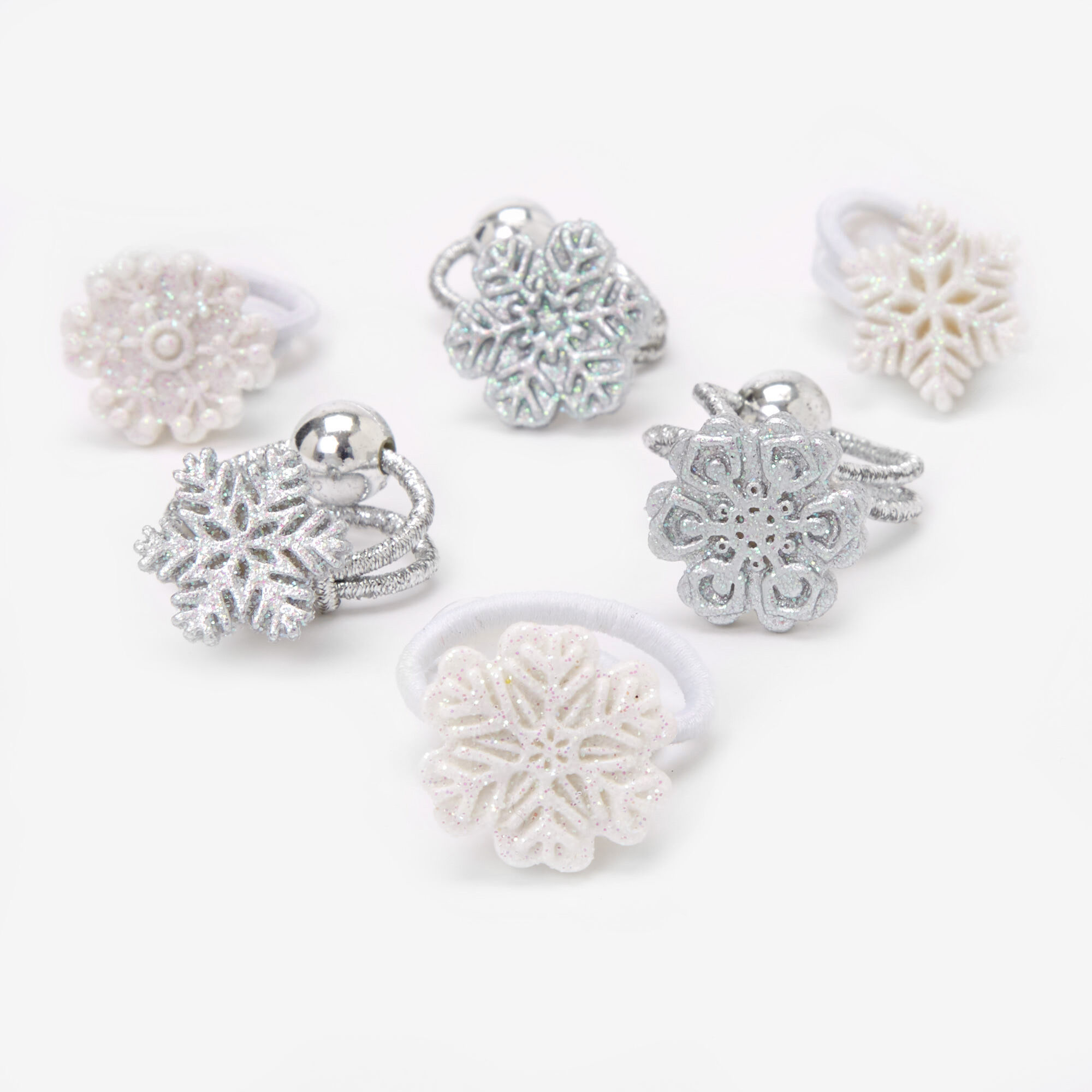 Claire's Club Glitter Snowflake Hair Bobbles - 6 Pack,