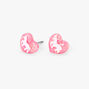 Unicorn Glitter Heart Stud Earrings - Pink,