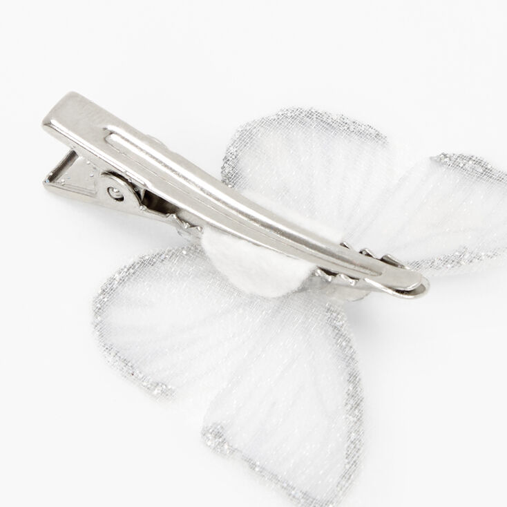 Silver Glitter Butterfly Hair Clips - 3 Pack,