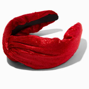 Red Liquid Velvet Knotted Headband,