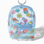 Blue Floral Clear Backpack Keychain,