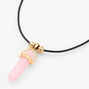 Pink Glow In The Dark Mystical Gem Pendant Black Cord Necklace,